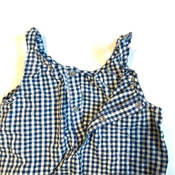 ❤️5/$25 SALE Carter’s Blue White Seersucker Gingham Plaid Bubble Tank Romper Hat - Picture 11 of 11